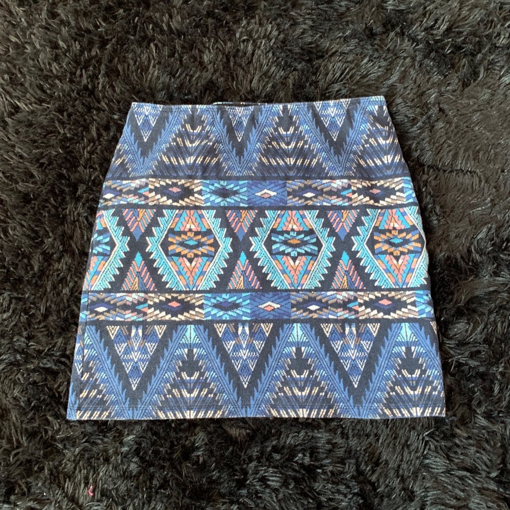 Blue Pattern Mini Skirt Hollister